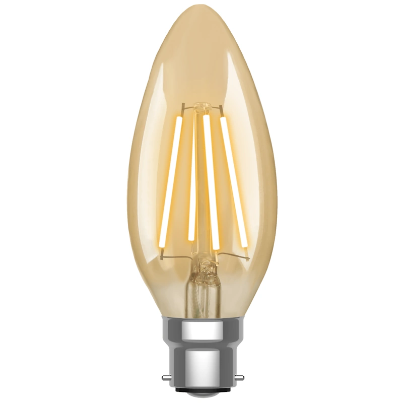 4.2W Dimmable BC Decorative LED Antique Filament Candle Lamp In Warm White (image for) 4.2W Dimmable BC Decorative LED Antique Filament Candle Lamp In Warm White
