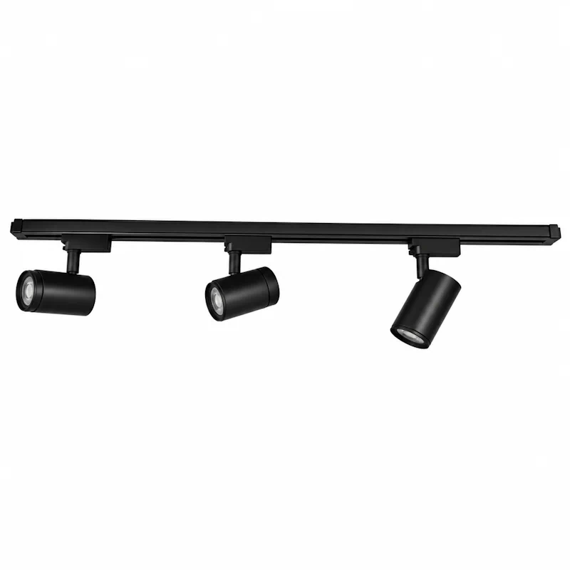 Emco 1 Metre Single Circuit Black Track Light Kit With 3x GU10 Spot Lights (image for) Emco 1 Metre Single Circuit Black Track Light Kit With 3x GU10 Spot Lights
