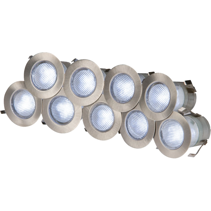 KIT16W 240V IP65 Stainless Steel Set Of 10 Decking Light Kit Cool White LED's 6000K (image for) KIT16W 240V IP65 Stainless Steel Set Of 10 Decking Light Kit Cool White LED's 6000K